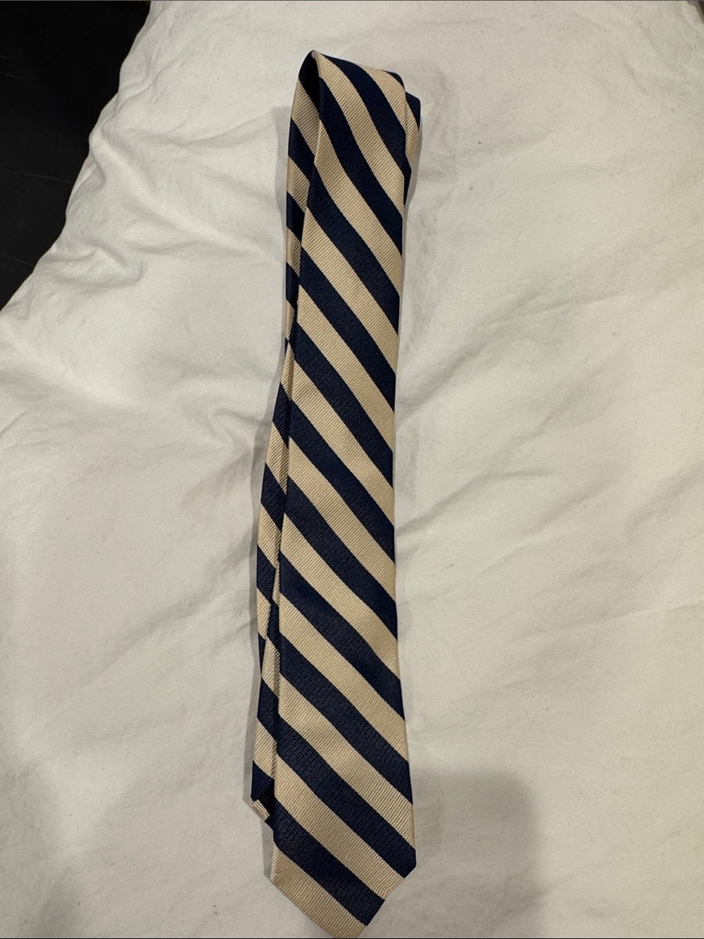 Crewcuts Navy and Beige Diagonal Stripe Tie